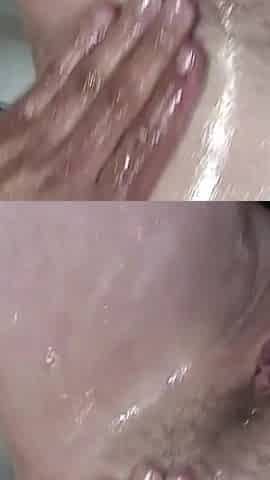 Brunette babe gets oiled and fucked