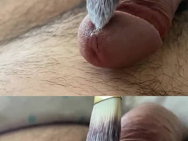 Sensitive Penis Edged With Makeup Brush