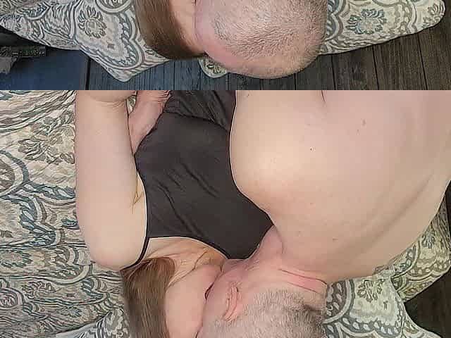 Romantic giving a kiss leads to banging and eating booty.