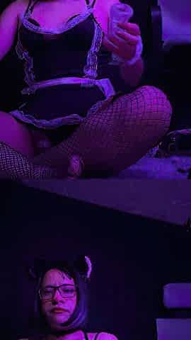 Femboy alone at home.
