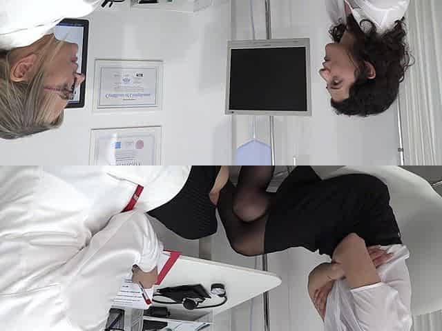 Skinny Brunette Girl Gets Medical Examination by Hot Blonde Doc