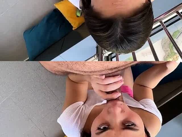 Sloppy POV Blowjob on Balcony Outdoor Oral Sex Session
