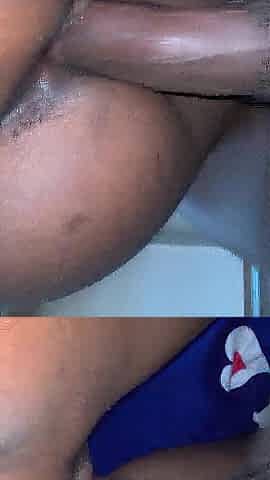 Large ebony dong pounding a hot ebony gal hard.
