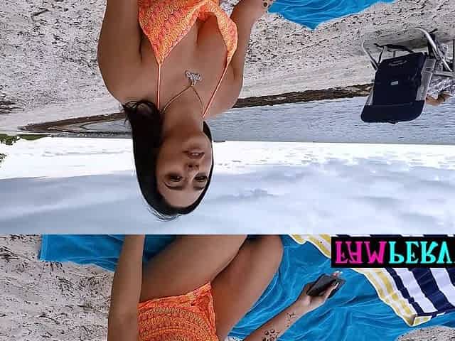 Latina teen stepsis fucked at the beach
