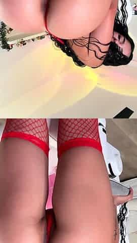 Lilkittylee Rides Her Dildo Wearing Sexy Red Lingerie