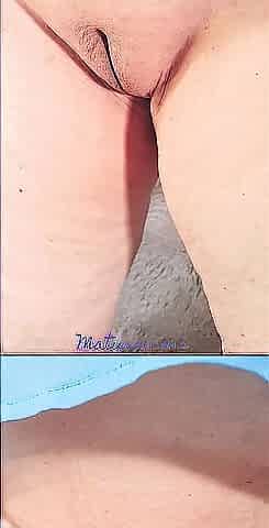 Lascivious older skinning her vagina back , showing jewel in the crown .