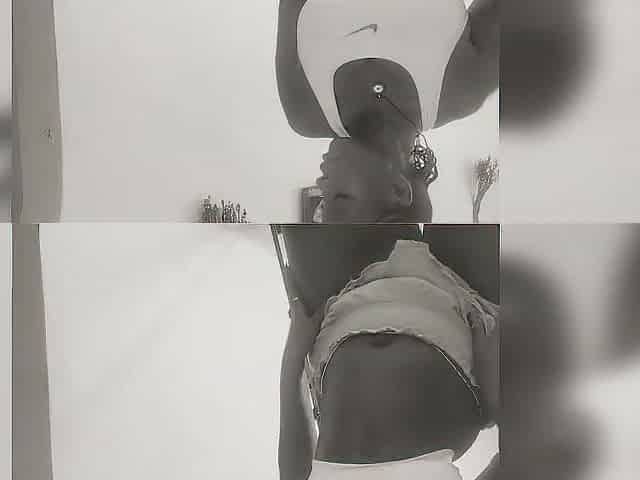 Curvy Beauty Dancing Alone at Home (B&W)