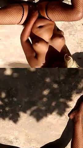 Ebony wife plays with twat