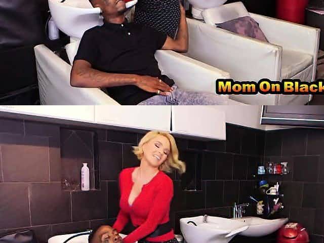 MILF hairdresser double penetrated by her clients