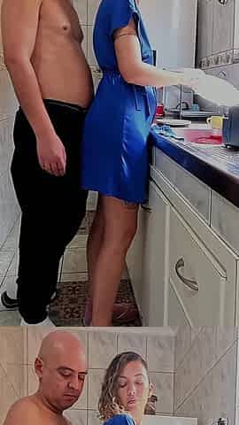 Lazy Stepsister Takes a Cock From Behind in the Kitchen