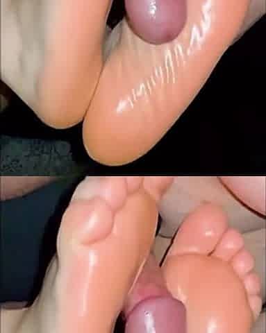 Hot oiled soles large spunk flow