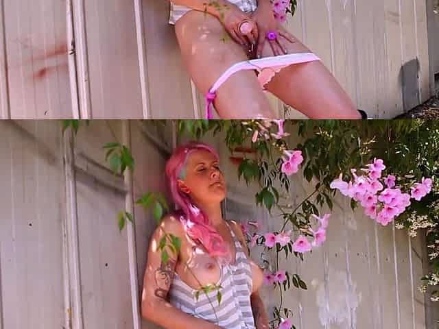 Tattooed pink haired solo hottie