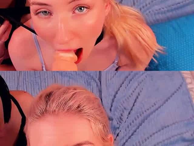 StrapOn Lesbian with big boobs fucks her blonde sexy GF