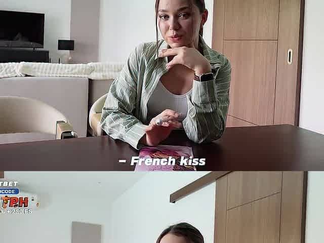 Youthful French Teacher, Teaches Real French Giving a kiss. Banged a Student on the Table