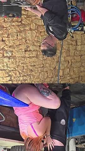 Wild Anal Duet in the Garage - My Husband Fucks Me While a Fan Films Me and Gets Sucked