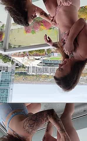 Eating Each Other's Ass and Pussy on the Balcony