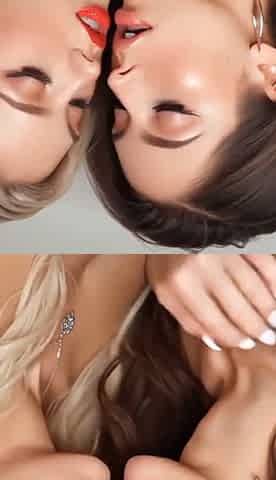 Vertical mix AI, lesbian blowjob