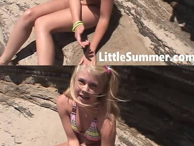 Little Summer fingering and masturbate beach