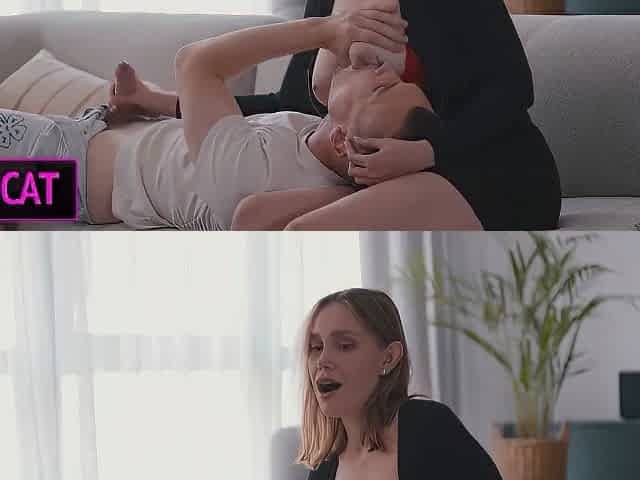 Shocking! Stepmom Seduces Stepson In Share Bed To Fuck Her Wet Pussy Naughty Lesson!