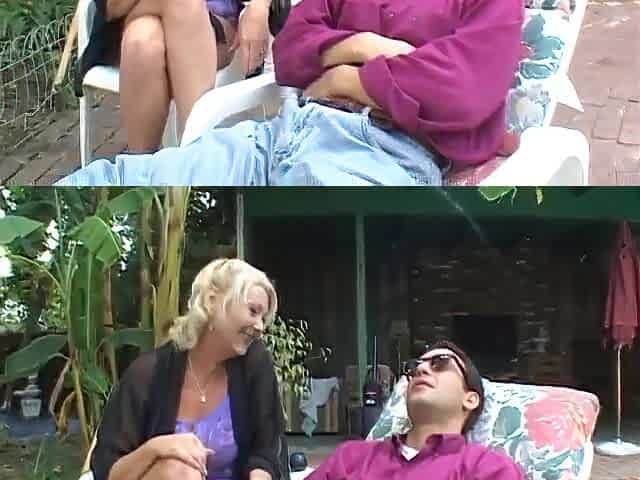 Lusty golden-haired mother I'd like to fuck gets slammed from behind on patio