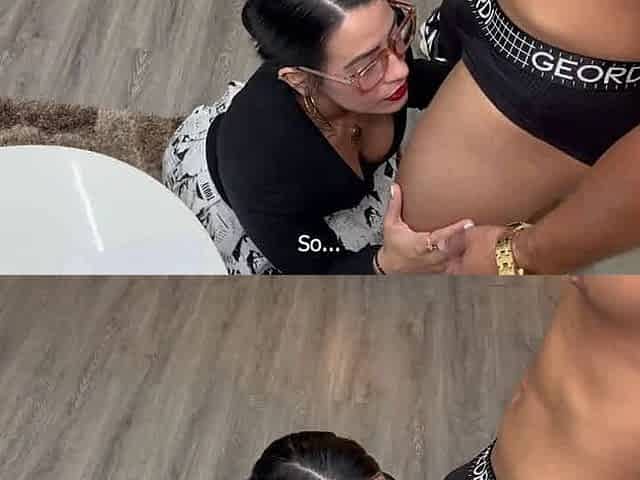 Secretary Kylei Ellis, a Colombian Latina milf with puny tits, blows her boss's client in the office doggystyle until they jism