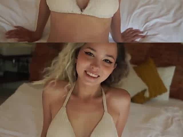 Skinny blonde girl getting fucked real hard in front of the mirror