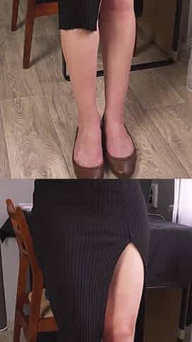 Hot Secretary in Slit Skirt Teases Boss with Sexy Legs