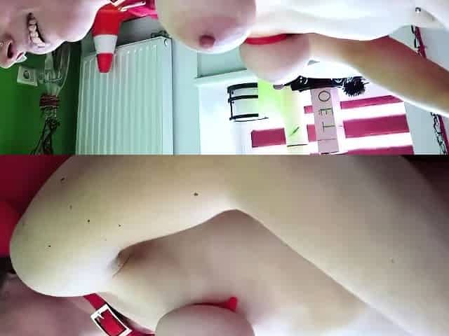 Stretching her bucket pussy Fisting