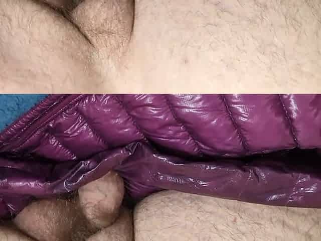 Cuming on Girlfriend's Pink G.W. Down Jacket