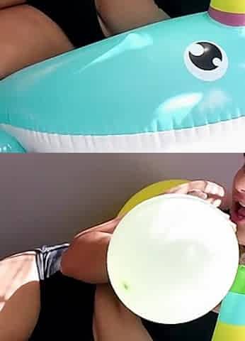 Popping Balloons While Riding My Narwal Inflatable - Bunny Looner
