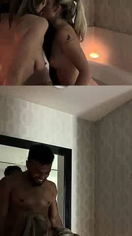 Sensual brunette and hardcore blonde threesome