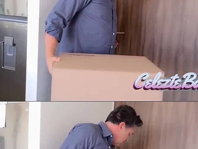 The delivery man follows me up the booty