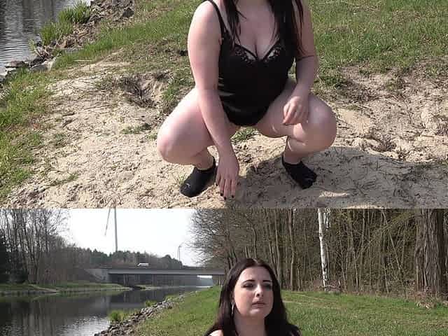 Fat German Slut Pissing in the Woods