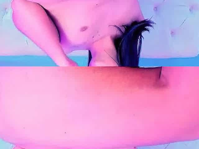 Small titted brunette Sharron with glasses masturbates