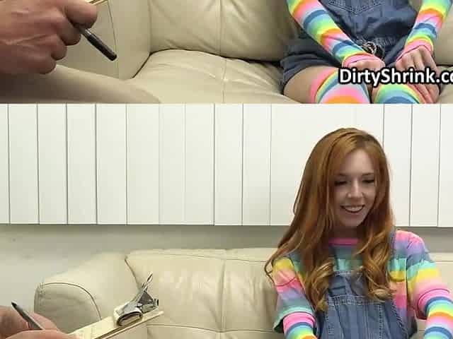 Redhead spinner milks shrinks penis on therapy