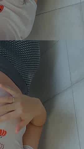 Chubby MILF in Clothes in the Shower. Water Masturbation.