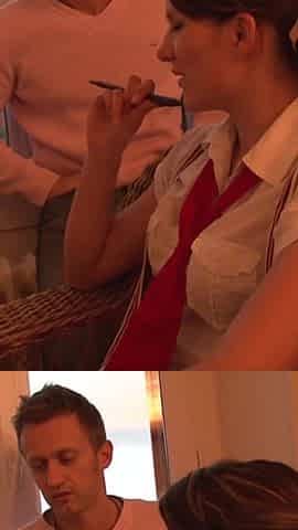 Sexy small titted teen in college uniform and red heels is nasty ass fuck girl