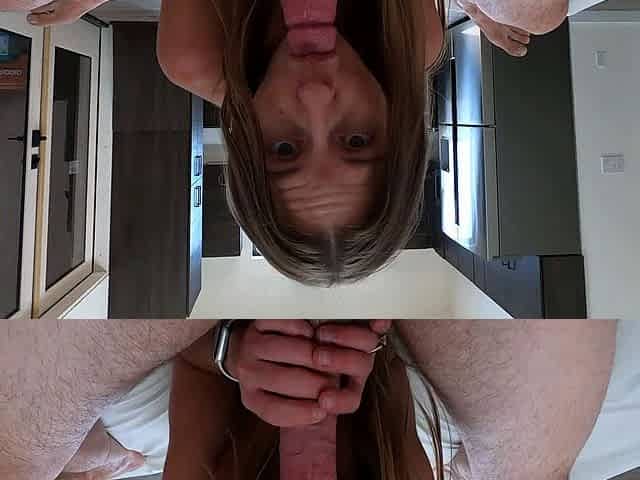 Brunette teen swallowing cum in POV blowjob
