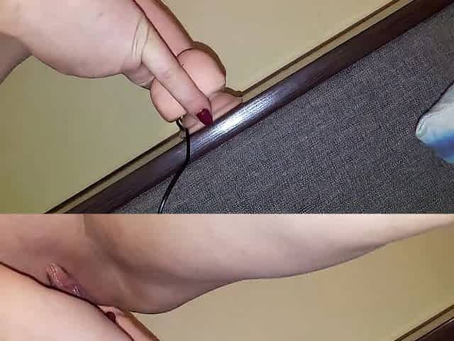 Large titties wife rides sex toy and sucks