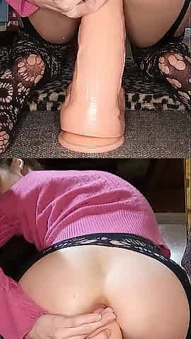 Tiny snatch VS massive sex toy