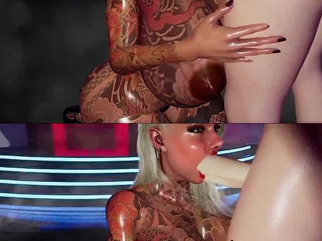 Bimbo Mega Fake Breasts Fuked Hard in Disco