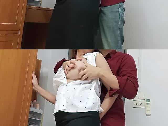 Excited office beauty gets banged by her coworker