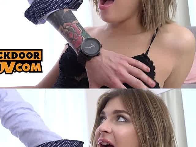 Tiny anal doxy Nicole Brix gets her cunt and booty filled with wang