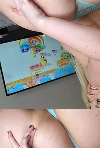 Horny Blonde Tgurl shows off her big ass then masturbate