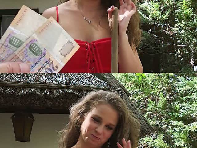 Hungarian farm girl with small tits gets fucked for some money