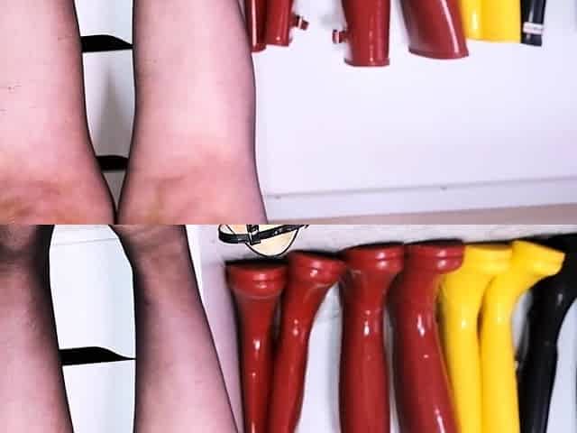 Vulva rubbing close up with blonde handling monster dildo
