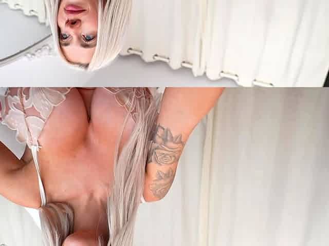 Glamour babe with big boobs masturbates in lingerie