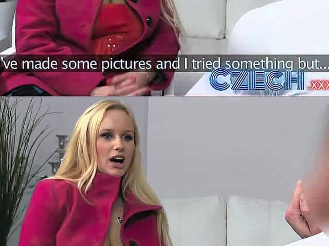 Czech Breasty Golden-haired gets sprayed with spunk in Casting interview