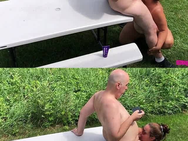 Married Pair Outdoor Weenie Sucking (Missy and George)