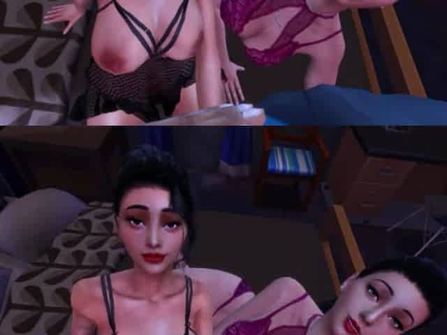 Surprise Threesome with Step-stepmom and Step-stepsister
